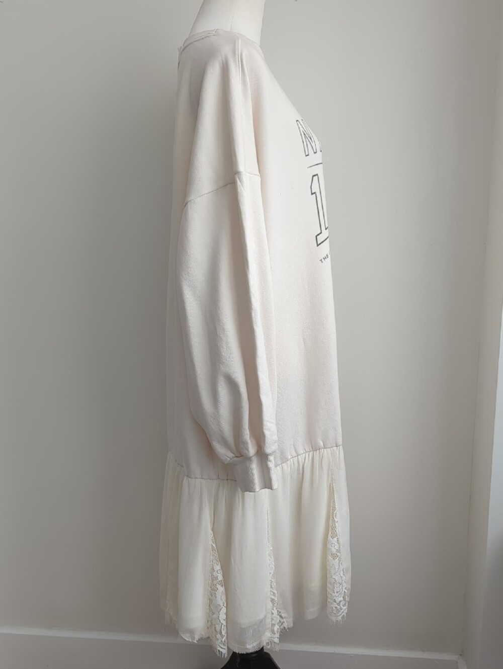 NWT Anthropologie Pilcro Sweatshirt Twofer Lace Mini Dress Napoli 1976 Cream 2X - Picture 8 of 14